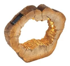 LED Solarleuchte Baumstamm Mit Loch Kunststoff Braun 20xLED Von Globo -Leuchten Verkauf globo36518 a