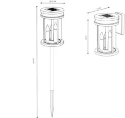 LED Solarlaterne Mit 3 Kerzen Zum Hängen, Stellen Oder Erdspitz LED Flackert Kunststoff Acryl Rostfarben Klar Von Globo -Leuchten Verkauf globo36702 tz