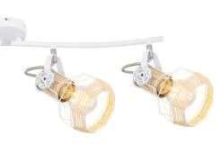 Globo Bana Deckenstrahler Weiß, Natur Holzfarbend 4x E27 Dimmbar 72x32x20cm -Leuchten Verkauf globo54015 4 4