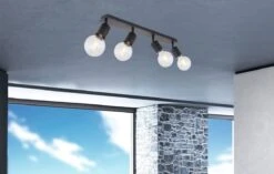 Globo Hermine Deckenstrahler Schwarz 4x E27 Dimmbar 80x10x16cm 13 Globo Hermine Deckenstrahler Schwarz 4x E27 Dimmbar 80x10x16cm -Leuchten Verkauf globo54030 4 5