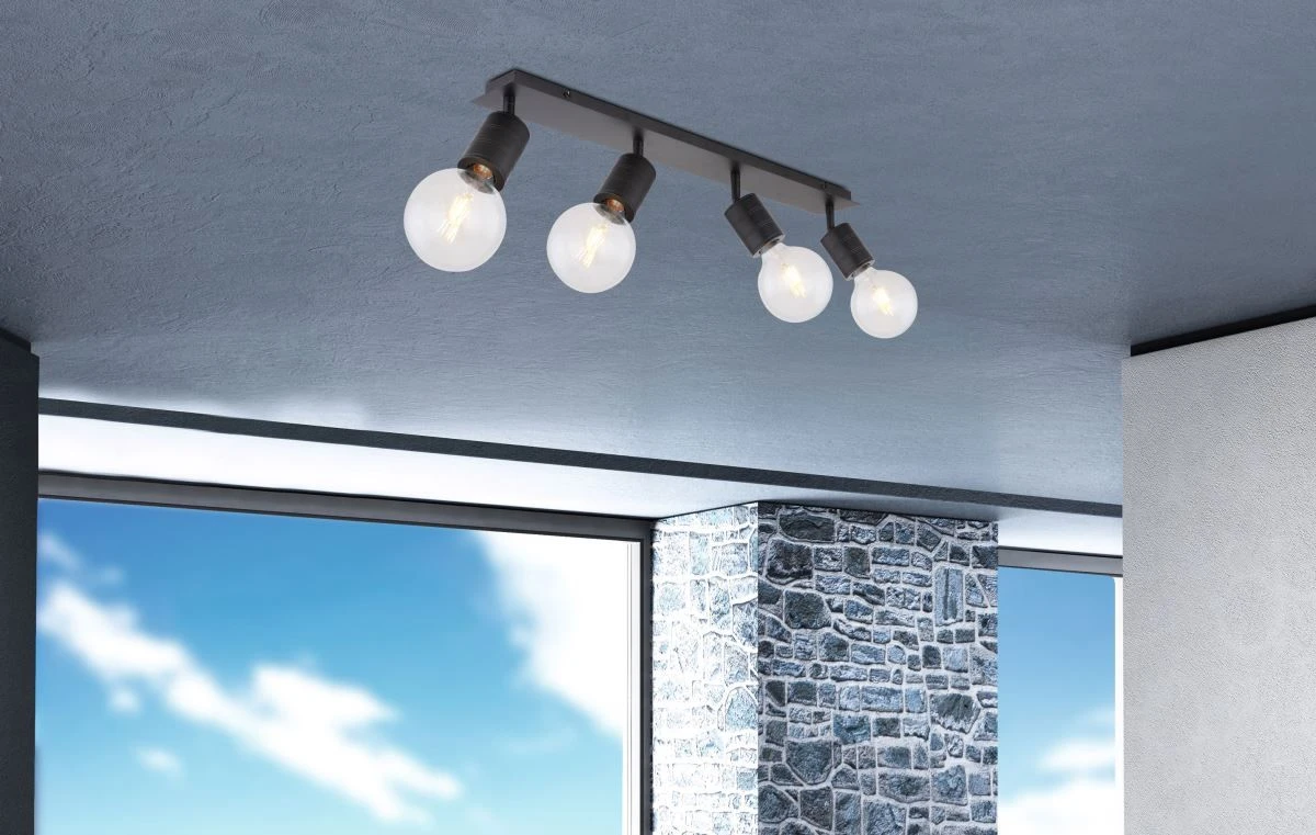 Globo Hermine Deckenstrahler Schwarz 4x E27 Dimmbar 80x10x16cm 6 Globo Hermine Deckenstrahler Schwarz 4x E27 Dimmbar 80x10x16cm – Bild 4