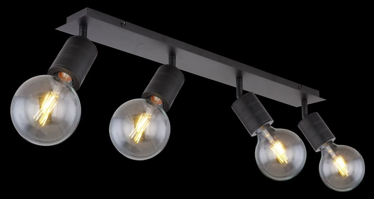 Globo Hermine Deckenstrahler Schwarz 4x E27 Dimmbar 80x10x16cm 5 Globo Hermine Deckenstrahler Schwarz 4x E27 Dimmbar 80x10x16cm – Bild 3