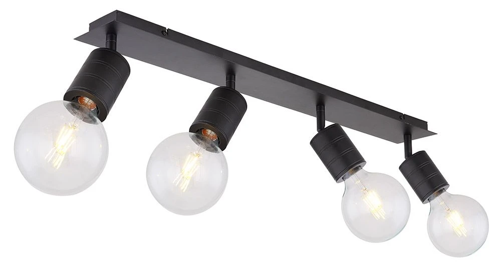 Globo Hermine Deckenstrahler Schwarz 4x E27 Dimmbar 80x10x16cm 3 Globo Hermine Deckenstrahler Schwarz 4x E27 Dimmbar 80x10x16cm