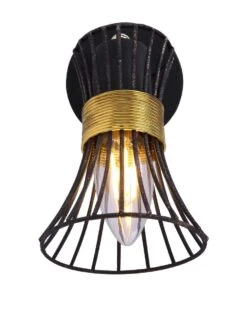 Globo Purra Wandstrahler Schwarz, Gold E14 Mit Schalter X9x15,5cm -Leuchten Verkauf globo54814 1 2