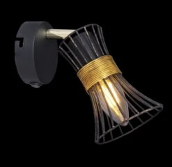 Globo Purra Wandstrahler Schwarz, Gold E14 Mit Schalter X9x15,5cm