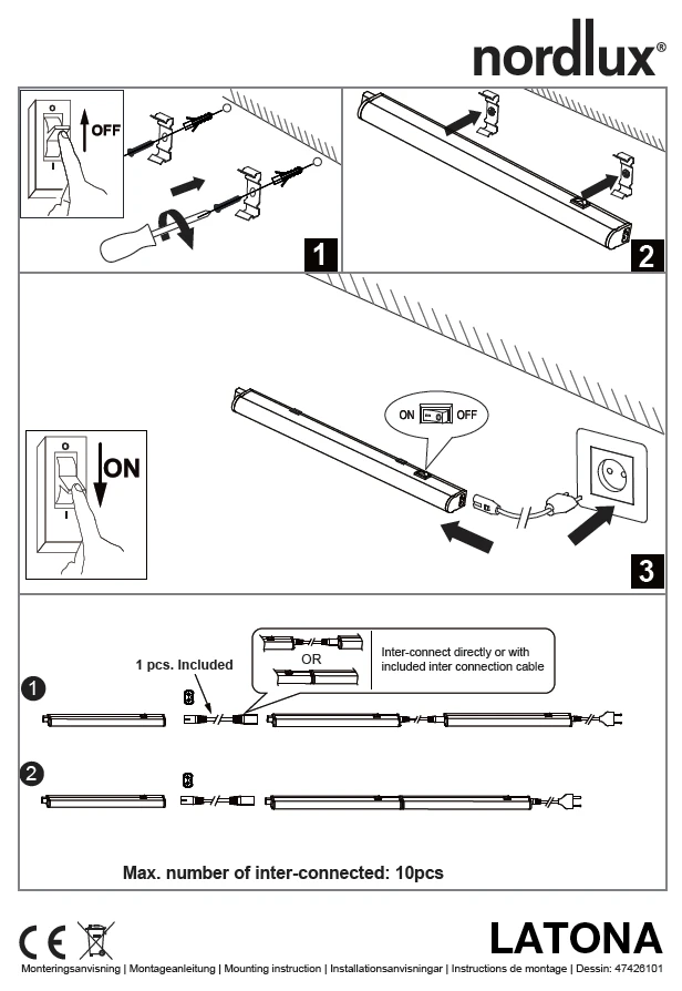 LED Unterbauleuchte Weiß Nordlux Latona 9W 730lm 56,2cm 3000K-4000K 2-Step 8 LED Unterbauleuchte Weiß Nordlux Latona 9W 730lm 56,2cm 3000K-4000K 2-Step – Bild 6
