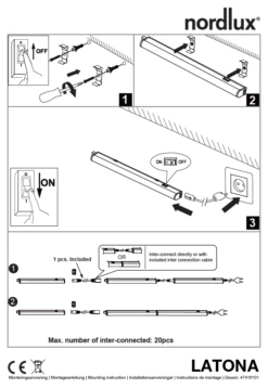 LED Unterbauleuchte Weiß Nordlux Latona 5W 420lm 31,2cm 3000K-4000K 2-Step -Leuchten Verkauf latona tz 2