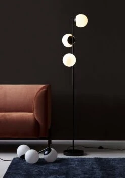 Stehlampe Mit 3 Kugeln Opal Schwarz Nordlux Lilly E14 -Leuchten Verkauf m lilly 48613003 3