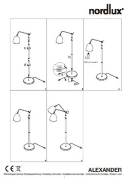Stehleuchte Schwarz Nordlux Alexander E27 Schwenkbar -Leuchten Verkauf n48654003 tz