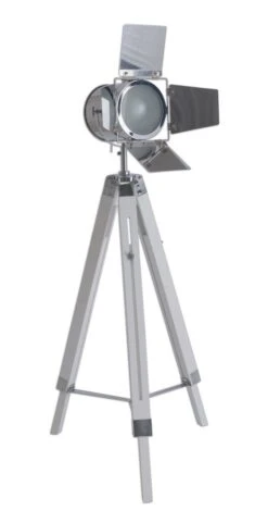 Dreibein Stehleuchte Im Retro Scheinwerfer Look Weiß Näve Holly E27 -Leuchten Verkauf nve2055323 2