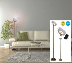 LED Deckenfluter Holz Look Braun Näve Matilda 2700lm Mit Fußtrittschalter -Leuchten Verkauf nve2094914 1