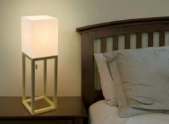 Tischleuchte Messing Matt, Beige Näve Alfa 19x65cm E27 -Leuchten Verkauf nve3131811 3