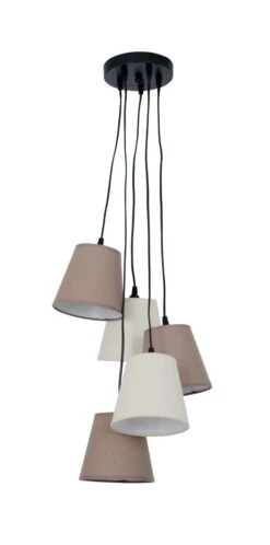 Hängeleuchte Mit Stoffschirm Beige, Braun Näve Boho 5x E14 -Leuchten Verkauf nve7062511 2