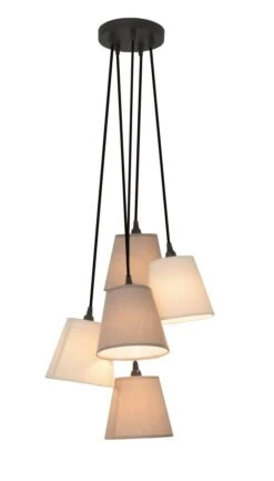 Hängeleuchte Mit Stoffschirm Beige, Braun Näve Boho 5x E14