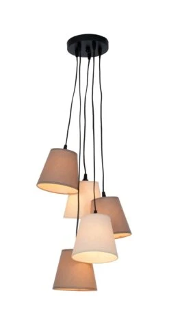 Hängeleuchte Mit Stoffschirm Beige, Braun Näve Boho 5x E14 -Leuchten Verkauf nve7062511 3