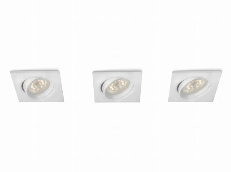 Philips Led-einbauspot 3er Set Eckig Weiß 3 Philips Led-einbauspot 3er Set Eckig Weiß