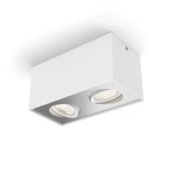 Philips Box Moderne LED Aufbauleuchte Weiß 2-flg. 1000lm Doppelspot 20,2x10,2x10cm