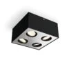 Philips Box Moderne LED Deckenleuchte Schwarz 4-flg. 2000lm Viererspot 20,2x20,2x10cm -Leuchten Verkauf philips box decken aufbauleuchte 5049430p0