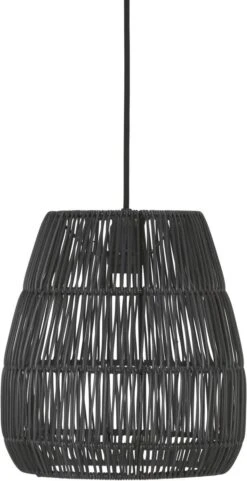PR Home Saigon Outdoor Hängelampe Rattan Schwarz IP44 28cm E27 Mit Stecker
