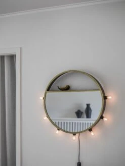 PR Home Bea Wandspiegel Matt Gold Aus Metall 60cm Rund Mit Beleuchtung U. Ablage 5x E14 -Leuchten Verkauf pr3286003 2