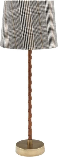 Hochwertige Tischlampe Im Antik Messing Look Aus Metall Mit Kunstleder PR Home Nora E27 11x46x11cm -Leuchten Verkauf pr3464602 3