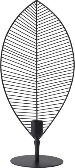 Tischlampe Im Blatt Jungle Design Aus Metall Schwarz PR Home Elm 58cm E27