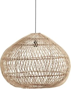 Rattan Hängelampe Aus Geflochtenen Naturmaterial PR Home Karen Ca. 70cm E27 Mit 2,5m Kabel U. Stecker IP44