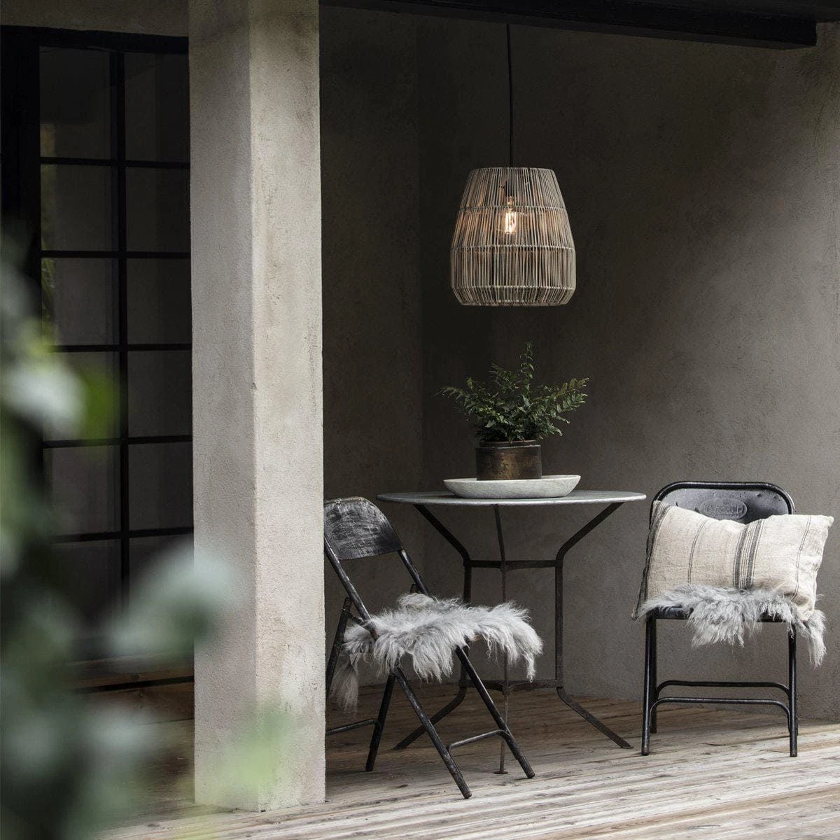 Lampenschirm Rattan Für Außen Grau Beige PR Home Saigon 18cm Für E27 Pendelaufhang 4 Lampenschirm Rattan Für Außen Grau Beige PR Home Saigon 18cm Für E27 Pendelaufhang – Bild 2