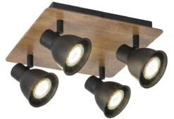 Rabalux Mac Deckenstrahler Schwarz, Buche 4xGU10 Dimmbar -Leuchten Verkauf rl5905 2