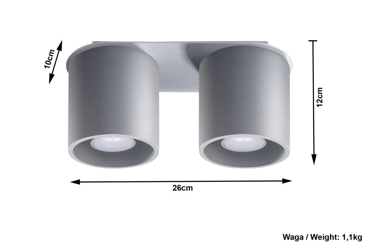 Sollux ORBIS Moderne Aufbauleuchte Rund Grau 2-flg. GU10 6 Sollux ORBIS Moderne Aufbauleuchte Rund Grau 2-flg. GU10 – Bild 4