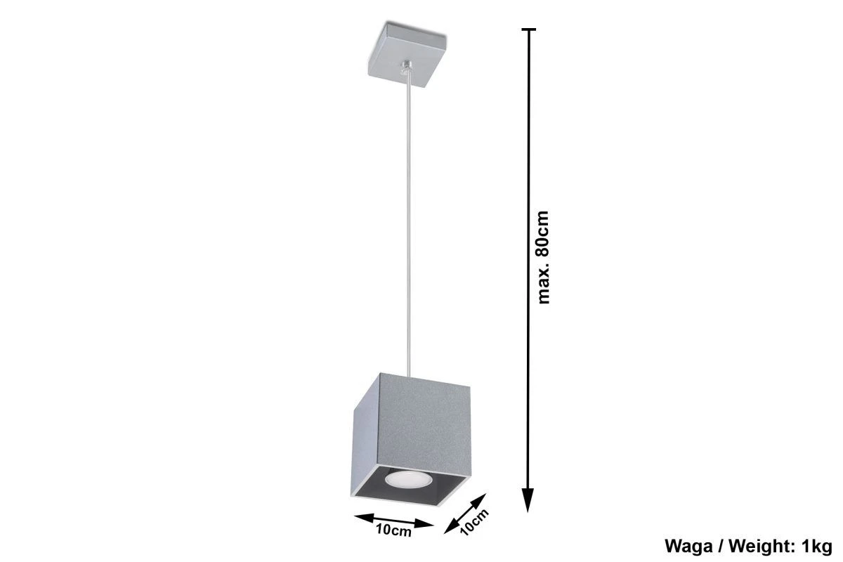 Sollux QUAD Moderne Hängelampe Eckig Grau 10x10cm 1-flg. GU10 6 Sollux QUAD Moderne Hängelampe Eckig Grau 10x10cm 1-flg. GU10 – Bild 4