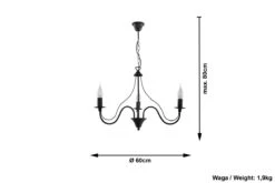 Sollux MINERWA Kronleuchter Schwarz 3-flg. E14 -Leuchten Verkauf sxsl.0217 ze