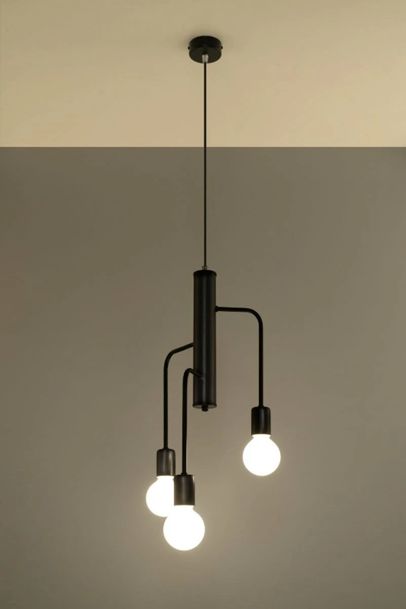 Sollux DUOMO Designer Hängelampe Rund Schwarz 3-flg. E27 5 Sollux DUOMO Designer Hängelampe Rund Schwarz 3-flg. E27 – Bild 3