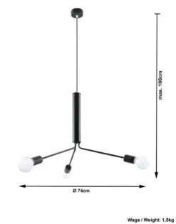 Sollux DUOMO Designer Hängelampe Schwarz 3-flg. E27 -Leuchten Verkauf sxsl.0303 ze