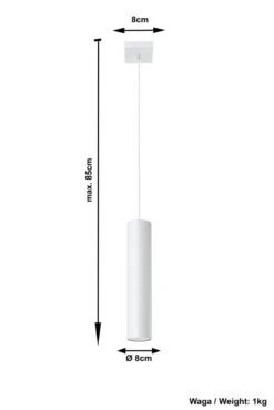Sollux LAGOS Zylinder Hängelampe Weiss 1-flg. GU10 8x8x100cm 9 Sollux LAGOS Zylinder Hängelampe Weiss 1-flg. GU10 8x8x100cm -Leuchten Verkauf sxsl.0323 ze