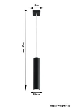 Sollux LAGOS Zylinder Hängelampe Schwarz 1-flg. GU10 8x8x100cm -Leuchten Verkauf sxsl.0327 ze