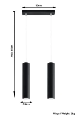 Sollux LAGOS Zylinder Hängelampe Schwarz 2-flg. GU10 -Leuchten Verkauf sxsl.0328 ze