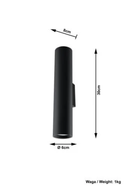 Sollux LAGOS Moderne Wandleuchte Zylinder Schwarz 2-flg. GU10 -Leuchten Verkauf sxsl.0330 ze