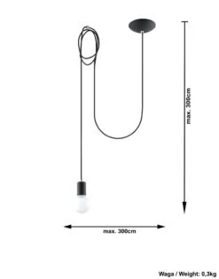 Sollux EDISON Pendelaufhang 3m Schwarz 1-flg. E27 9 Sollux EDISON Pendelaufhang 3m Schwarz 1-flg. E27 -Leuchten Verkauf sxsl.0369 ze