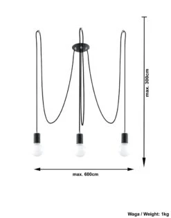 Sollux EDISON Hängeleuchte Spinnenartig Schwarz 3-flg. E27 -Leuchten Verkauf sxsl.0370 ze