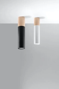 Sollux Pablo Aufbauleuchte Schwarz, Natur Holz GU10 Dimmbar 6x6x30cm -Leuchten Verkauf sxsl.0635 4