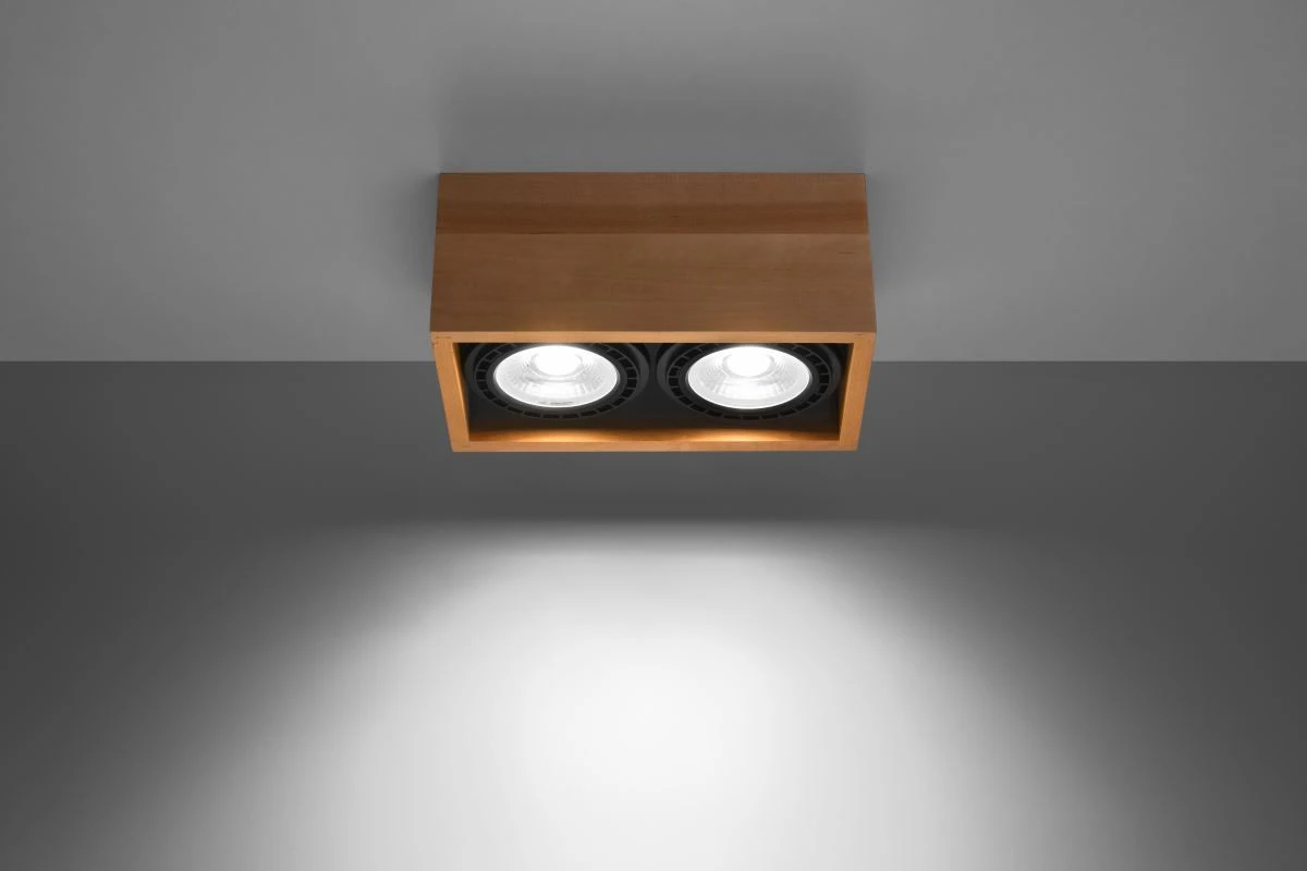 Sollux Quatro 2 Aufbauleuchte Natur Holz 2x GU10 Dimmbar 27x14x10cm 9 Sollux Quatro 2 Aufbauleuchte Natur Holz 2x GU10 Dimmbar 27x14x10cm – Bild 7