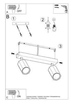 Sollux Zeke 2 Deckenstrahler Eiche 2x GU10 Dimmbar 30x5x20cm -Leuchten Verkauf sxsl.1029 11