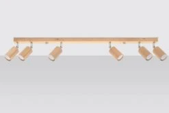 Sollux Berg 6 Deckenstrahler Natur Holz 6x GU10 Dimmbar 120x5x20cm -Leuchten Verkauf sxsl.1043 2