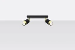 Sollux Nero 2 Deckenstrahler Schwarz, Gold 2x GU10 Dimmbar 30x5x18cm -Leuchten Verkauf sxsl.1070 2